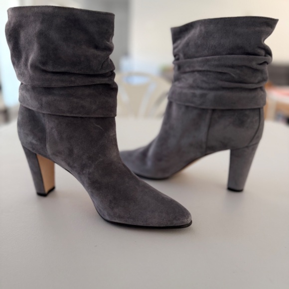 Manolo Blahnik Grey Slouchy Leather Ankle Boots - Picture 5 of 8
